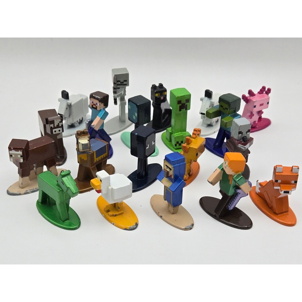 Jada Toys Minecraft Kids 1.65in Nano Metalfigs 20pc Figure Lot Gaming Display